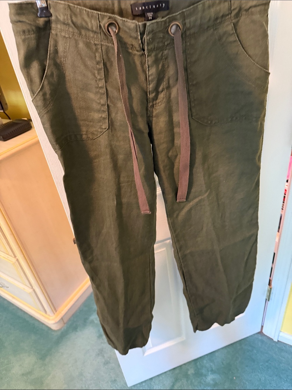 Sanctuary Olive Green Drawstring Cargo Pants- size 26